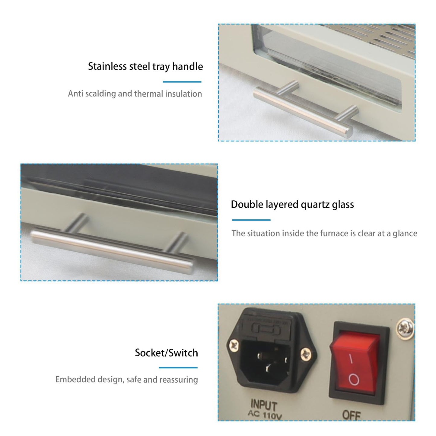Reflow Soldering Station, T962 110V 800W Infrared Reflow Oven Furnace IC Heater BGA Rework Station Professional Infrared Heater Soldering Automatic Reflow Machine