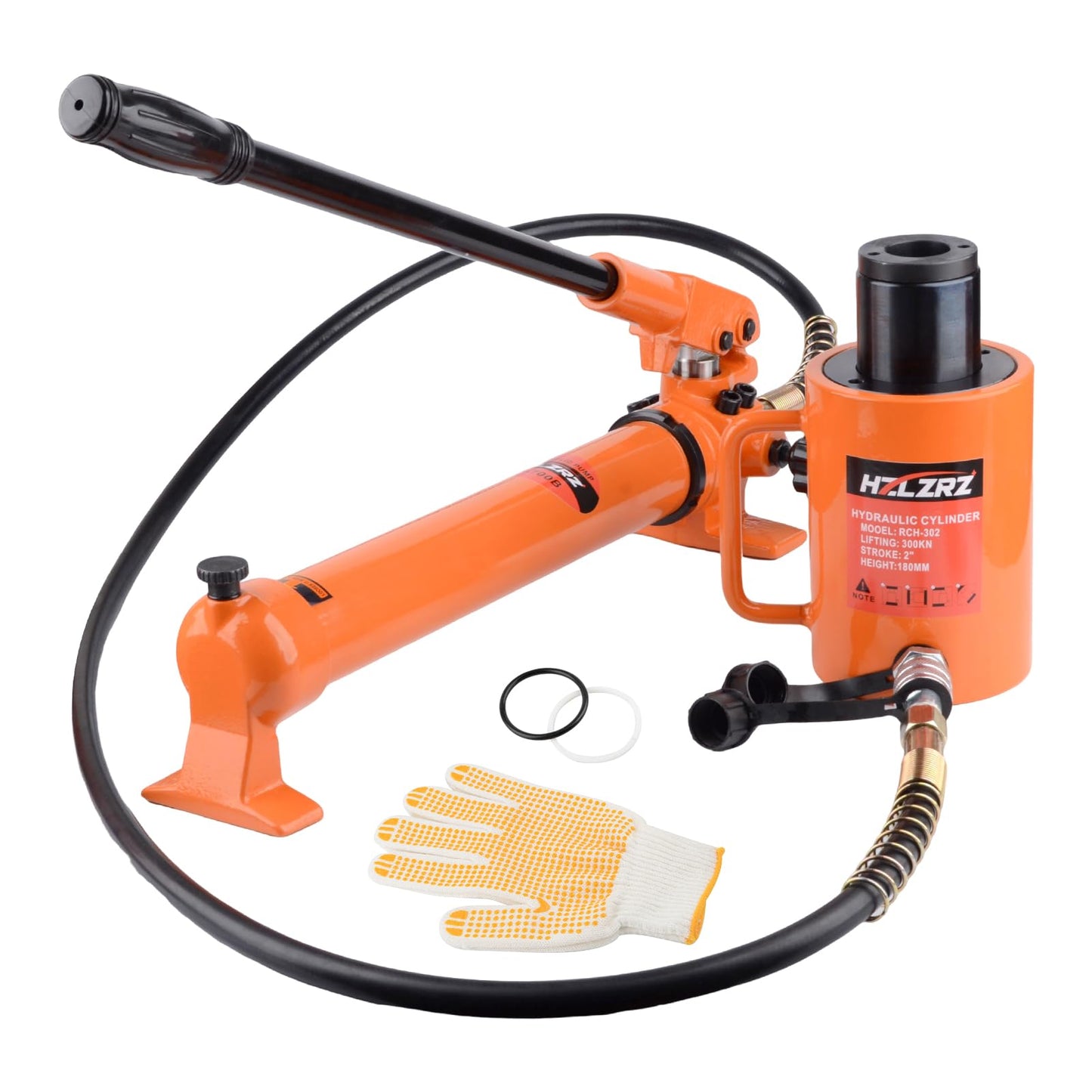 HZLZRZ 20 Ton Hydraulic Cylinder Jack Porta Power Ram 2" Stroke, CP-700B Manual Hydraulic Hand Pump, Hollow Single Acting Lifting Cylinders for Machinery Shipbuilding