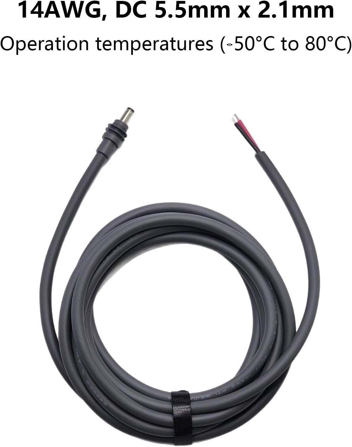 Msvueioe 6.5FT 14AWG 5.5mm 2.1mm Power Pigtails Cable Compatible with Starlink Mini, DC x Male Plug to Bare Wire Open
