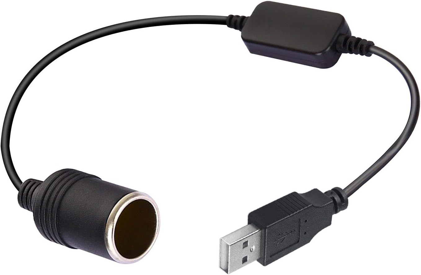 AJDPOI 12V (0.98FT/0.3M) USB A Male to Car Cigarette Lighter Socket Female Step Up Cable Inverter Converter