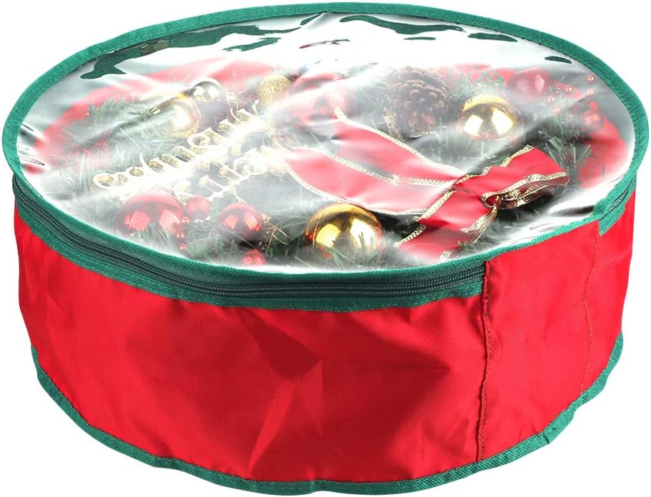 TITA-DONG Christmas Wreath Storage Bag - 2 Pcs 16-Inch Portable Organizer with Dual Zipper & Transparent Window