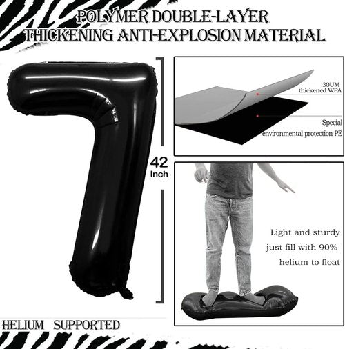 GOER 17th Birthday Balloons - Jumbo 42 Inch Foil Helium Decorations | Sweet 17 Party Decor (Black)