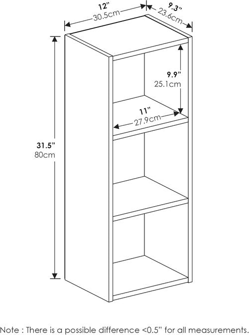 Furinno Pasir 3-Tier Bookcase - No Tool Assembly | Stylish Open Shelf Design in White
