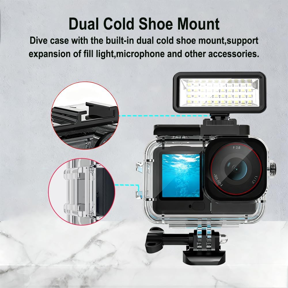 KETOPKIN 6 Camera,60M/196FT 6 Waterproof Case for DJI Osmo Action Underwater Diving Housing Dive Protection Shell