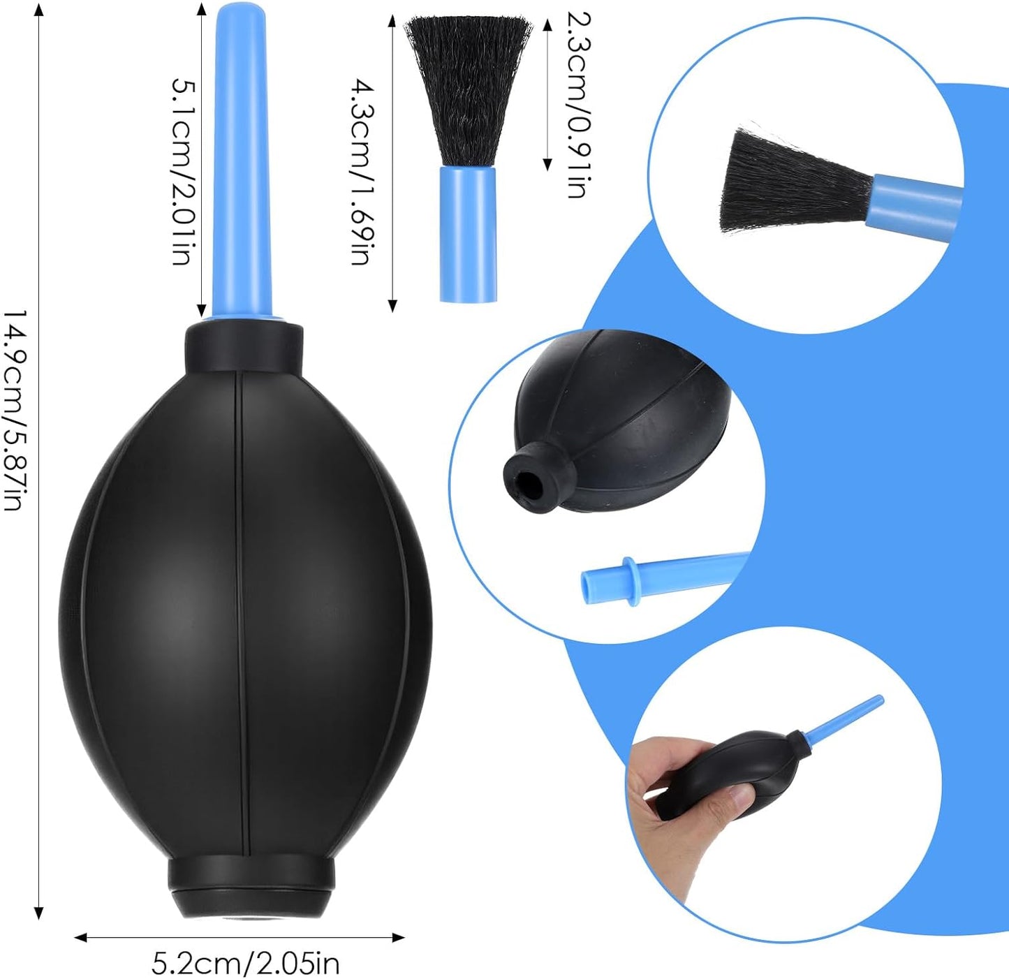 Larrel 2 Bulb Air Blower Pump Cleaning Tools with Soft Brush, Pcs Manual Air Blower Cleaner Cleaning Accessories