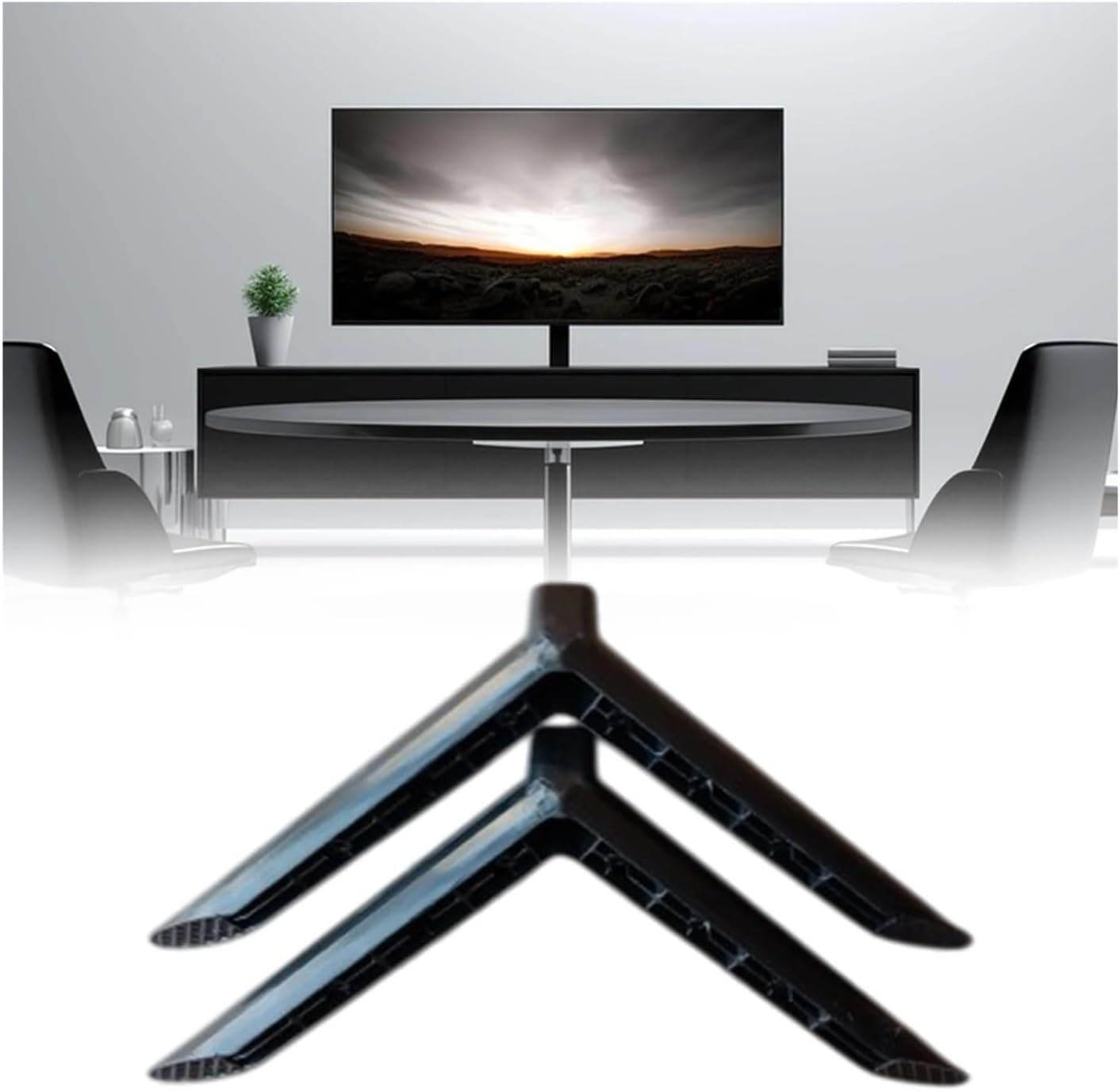 DYLCCHFS 2Pcs TV Stand Base Television Holder Bracket Spare Parts, Easy to Installation Premium Replaces Sturdy TV Legs