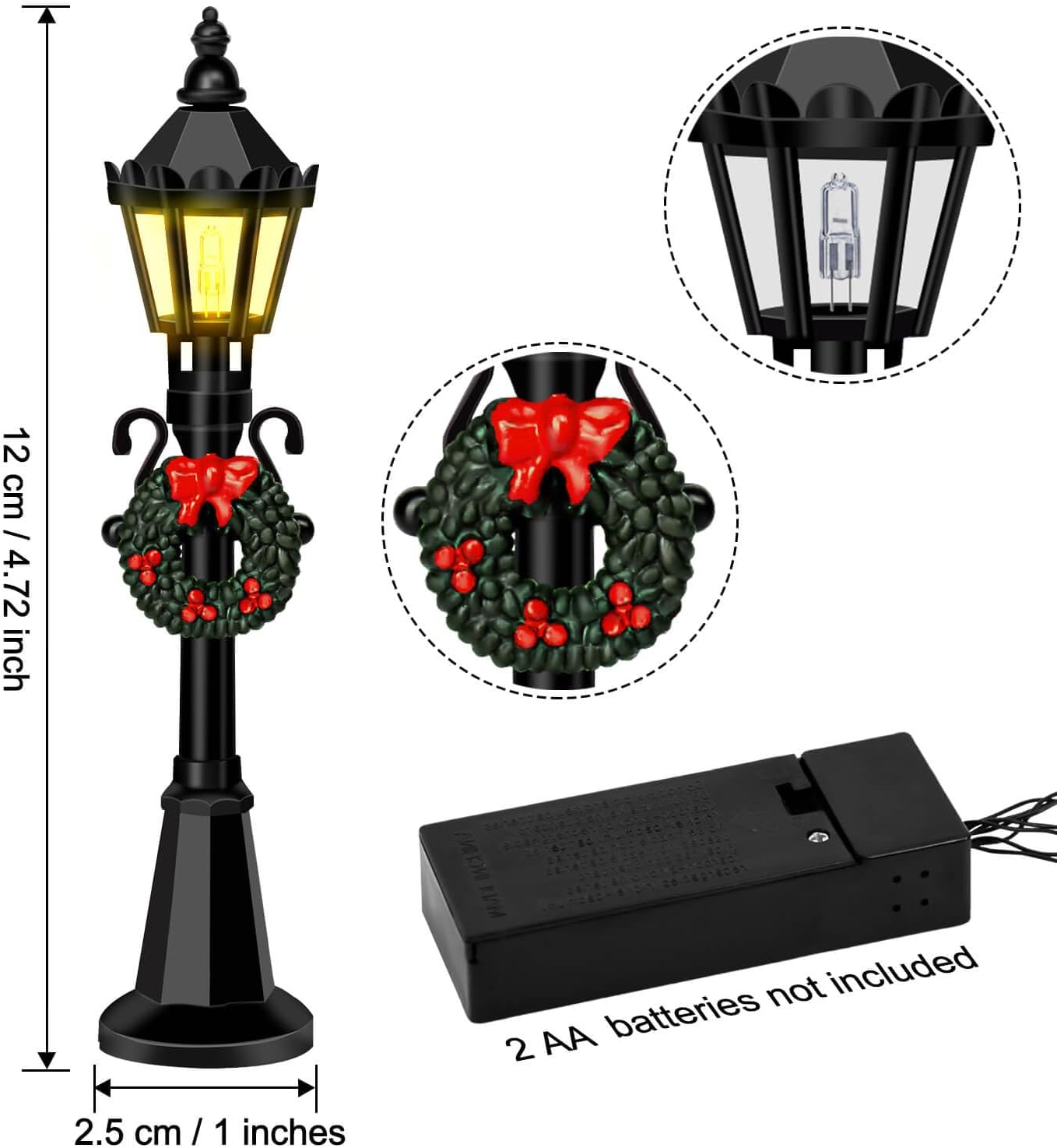 Skiennix Mini Street Light Models - 4 Pcs Dollhouse Lanterns for Christmas Village Decor | DIY Fairy Garden Accessories