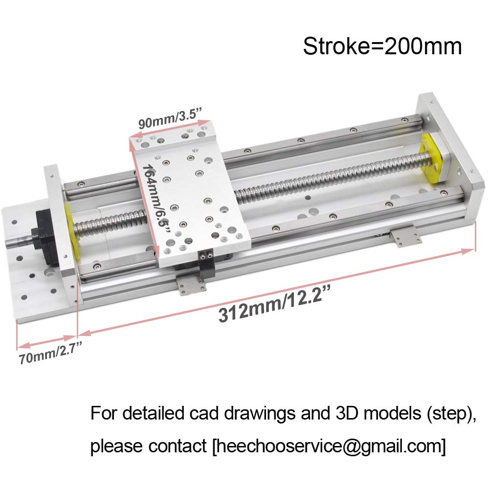 Electric Linear Rail Guide 200mm Ballscrew 1605 Slide Stage Load 250kg Nema23 Motor Base for DIY CNC Z Axis