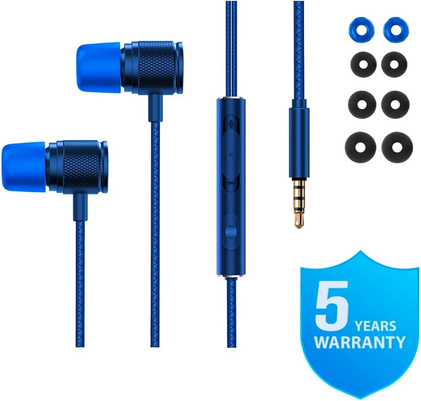 5 LUDOS Ultra Wired Earbuds in-Ear Headphones, Years Warranty, Earphones with Microphone, Noise Isolating Ear Buds