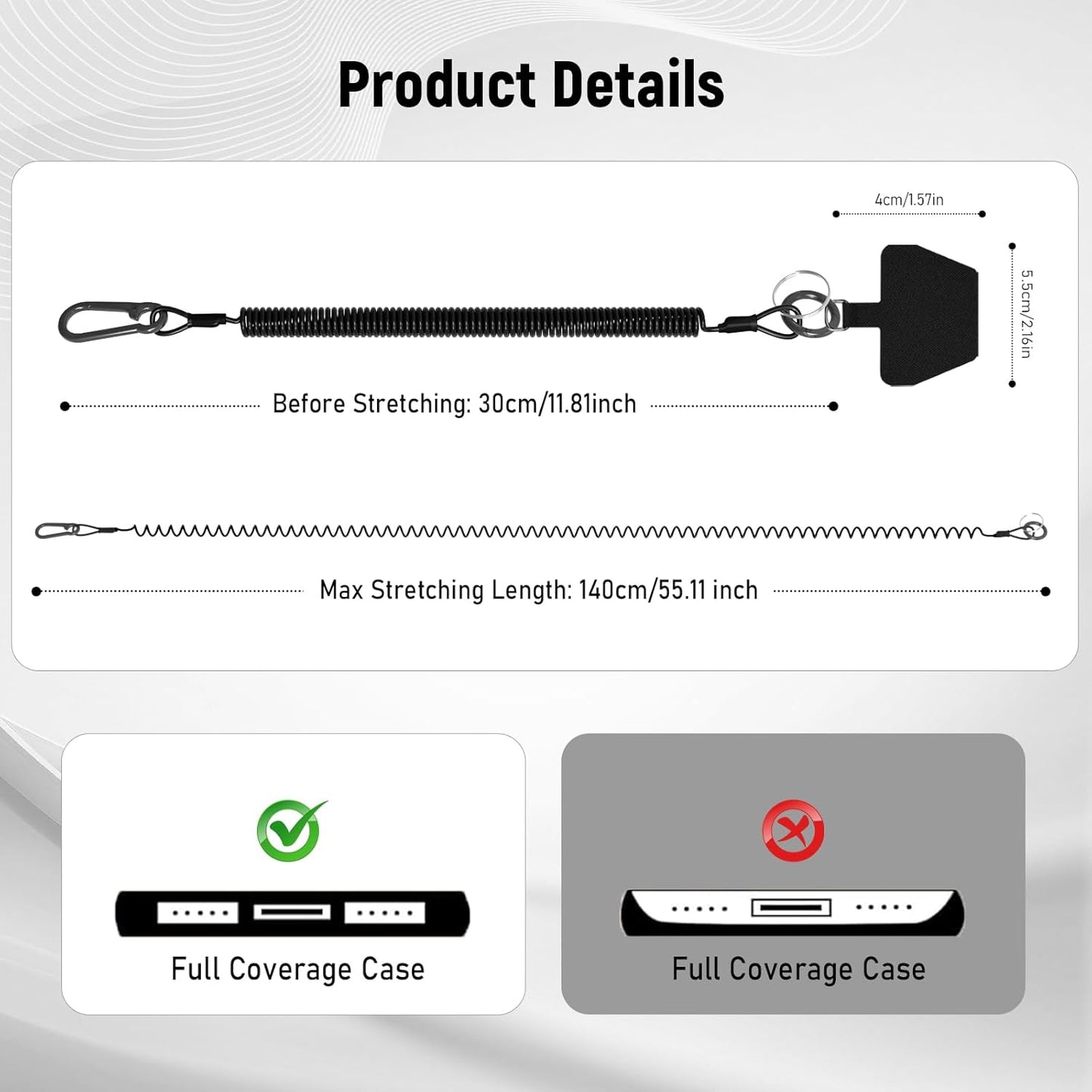 2 Pack Dadanism Phone Tether Lanyard, Anti-Theft & Anti-Drop Phone Strap, Spiral Retractable Safety Coiled Lanyard