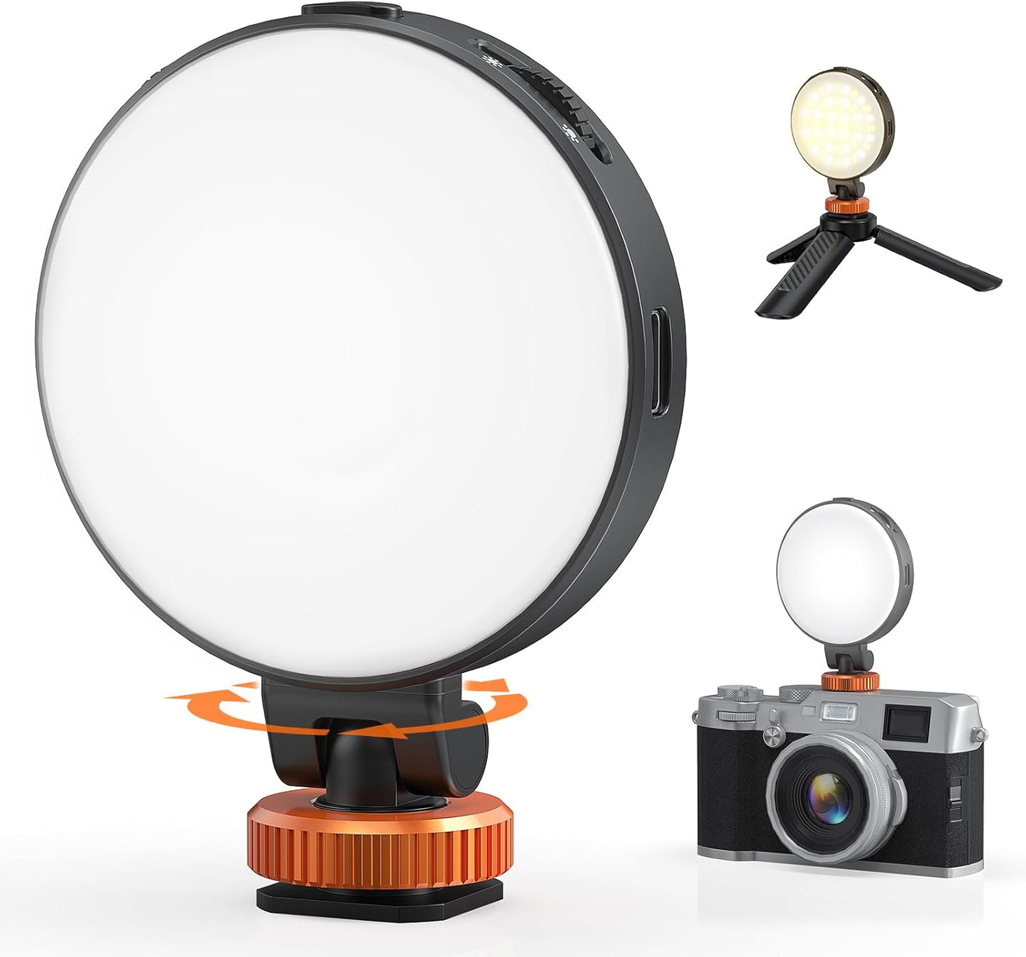VRIG FD-05 2500K-8500K, 360 LED Video Light, Bi-Color, Multi-Angle Adjustable Fill Light for Action Cameras, Mirrorless
