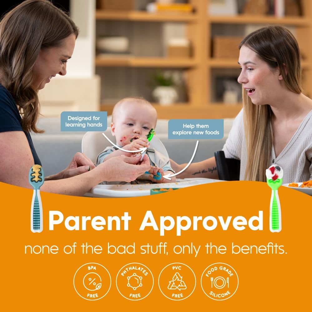 NumNum Baby Spoons Set - Silicone Pre-Spoon GOOtensils for Self-Feeding & Teething | 6-Pack, BPA-Free, Ages 6+ Months