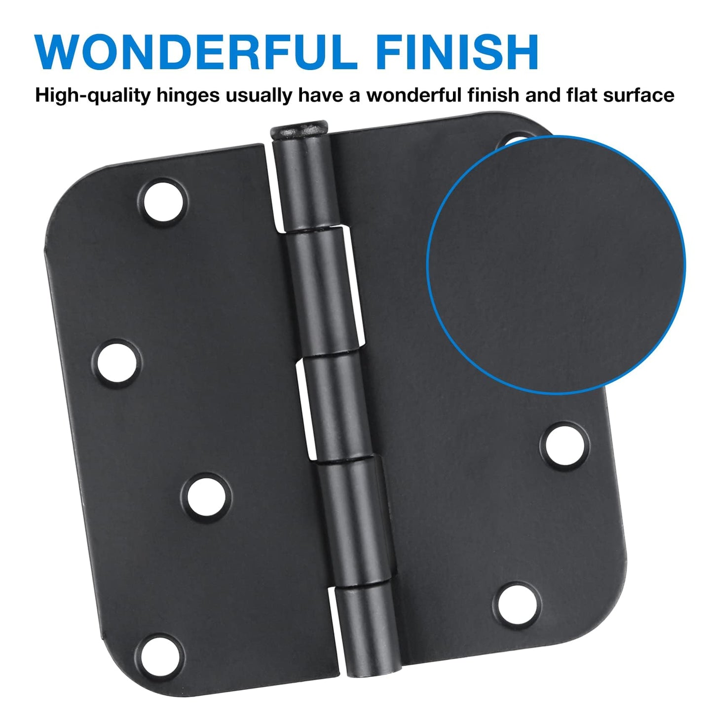 18 Pack Black Door Hinges 4 Inch x4 Rounded Heavy Duty Exterior Door Hinges Black Matte Black Hinges for Interior Doors,Front/Entry/Hinged/Steel/Barn-Style/Inside/Outside Door Hardware Hinge 8 Holes