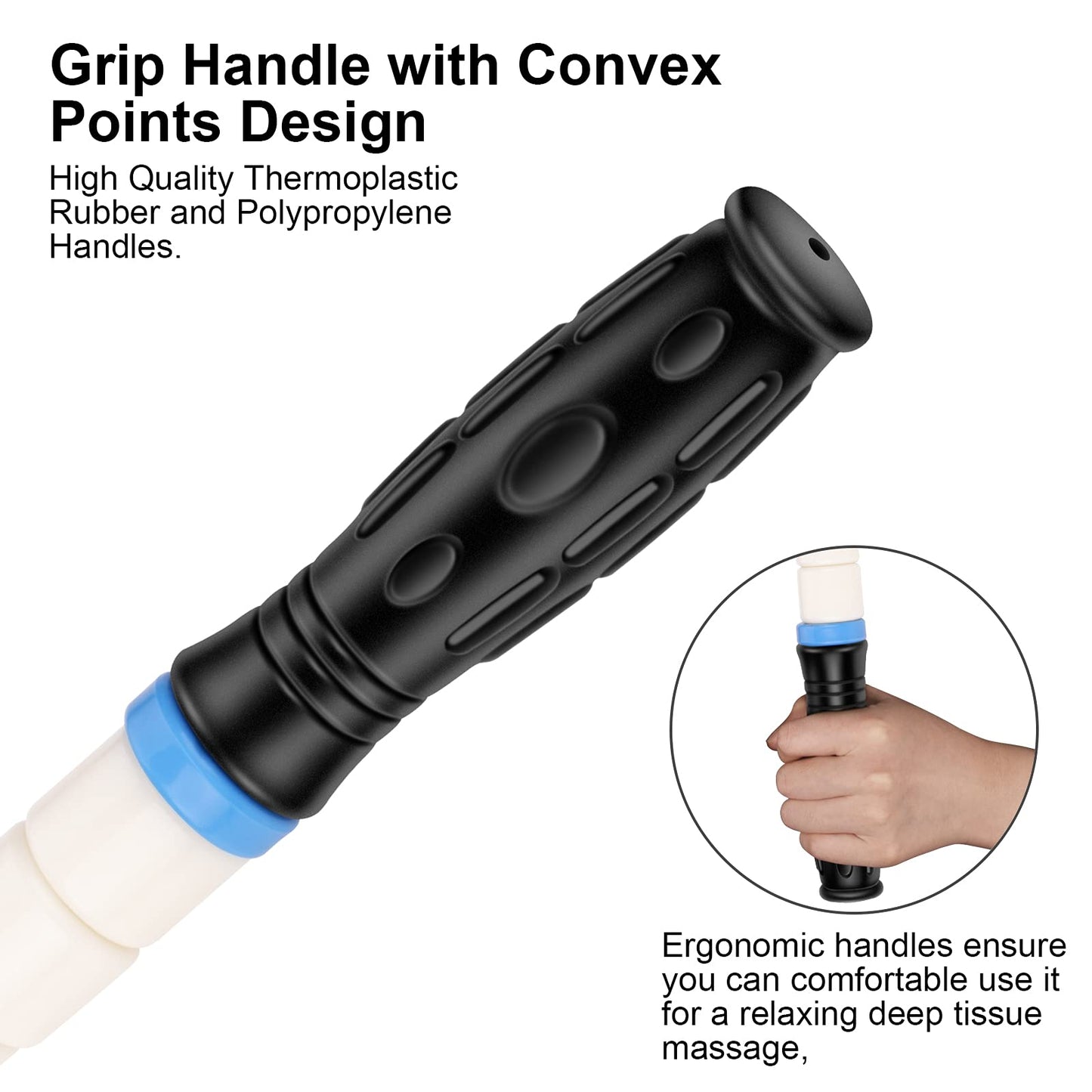 iGreely Premium Muscle Roller the Ultimate Massage Roller Stick 17 Inches Recommended By Physical Therapists Promotes Recovery Fast Relief for Cramps Soreness Tight Muscles-White