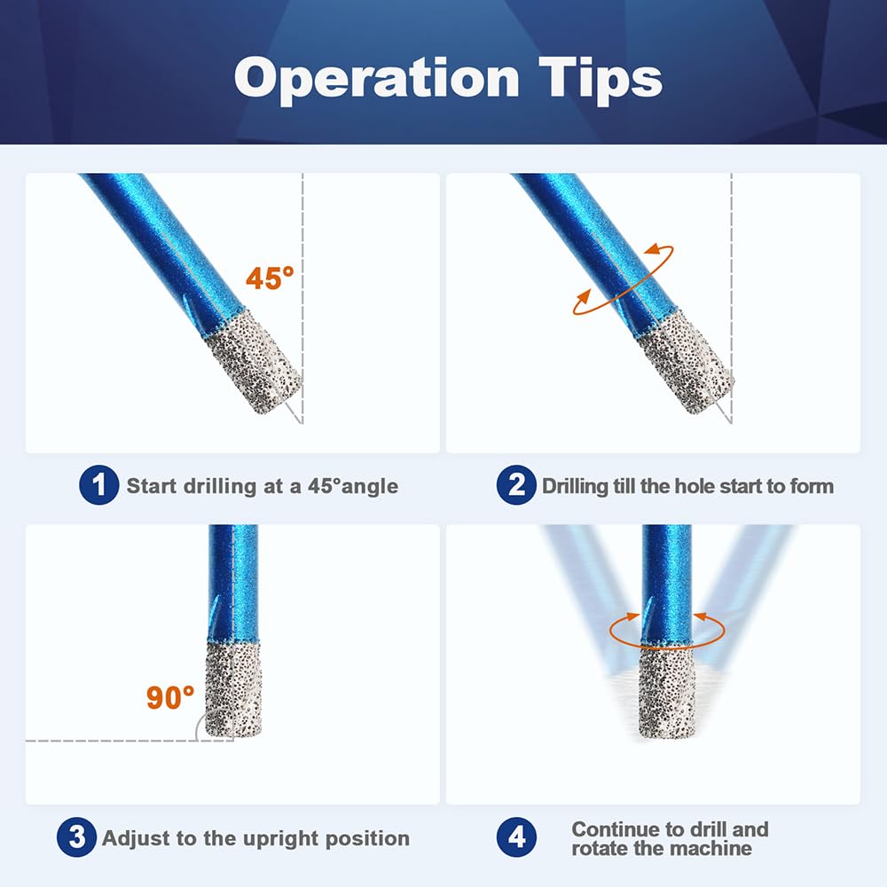 Diamond Core Drill Bit Set - BRSCHNITT Diamond Hole Saw Kit for Porcelain Tile Ceramic Marble Granite Drilling,Triangle Shank Drill（6+6/8/10/20/25/35/50/75/100mm&20finger bit&50chamfer bit）.