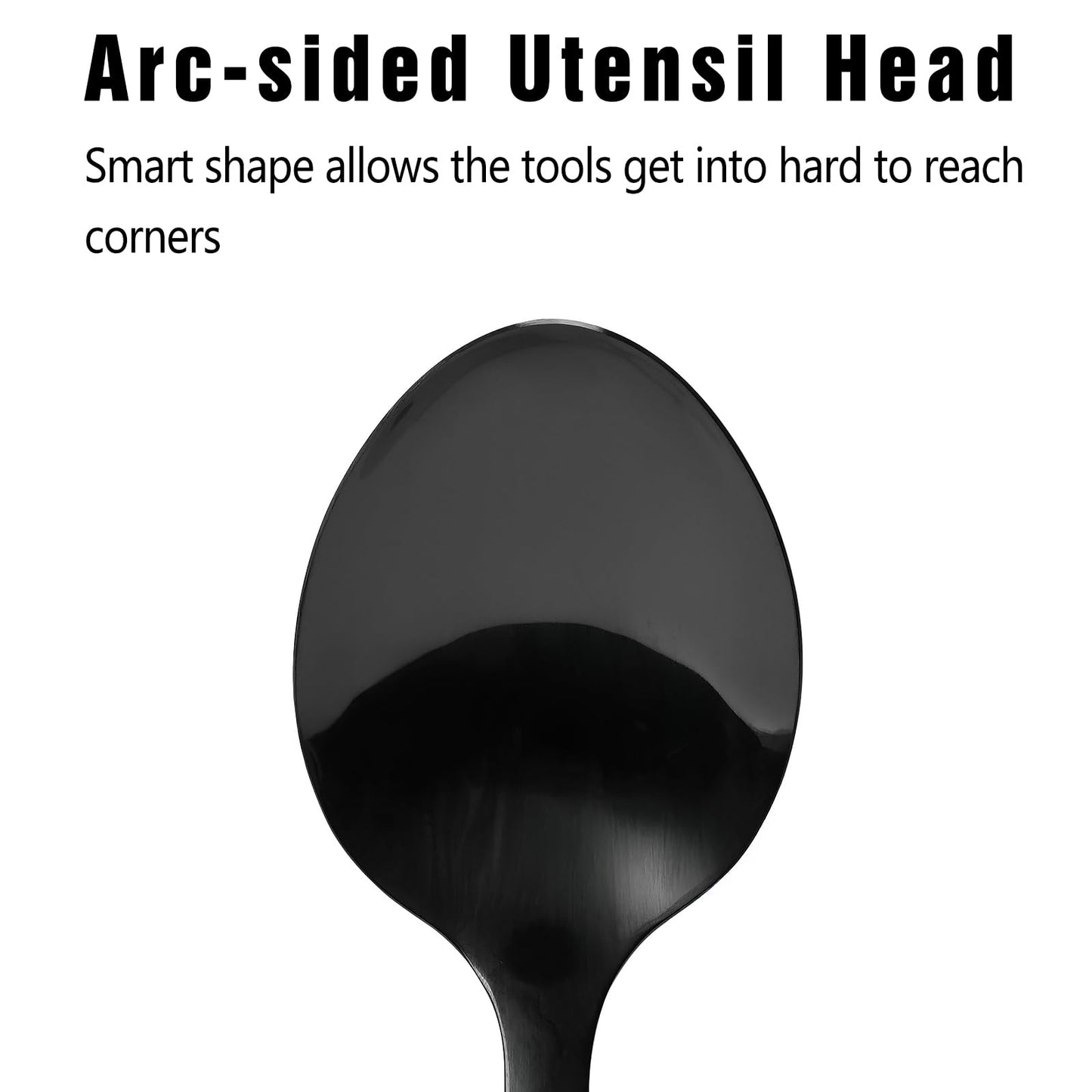304 Stainless Steel Cooking Spoon, 14 Inch Solid Basting Spoon with Silicone Non-Slip Handle, Heavy Duty Serving Spoon for Stirring, Scooping, Mixing, Serving Soups, Sauces, Rice, Black