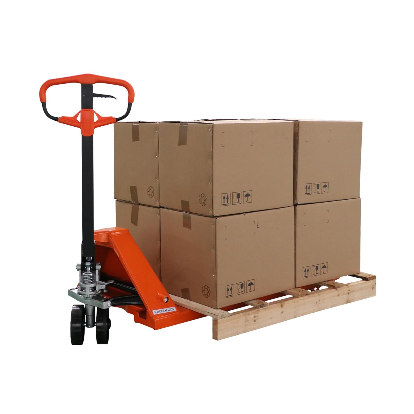 Tory Carrier Manual Pallet Jack 5500 Lb. Capacity,Industrial Pallet Truck 48 × 27 Fork Size Standard Heavy Duty Hand Trucks
