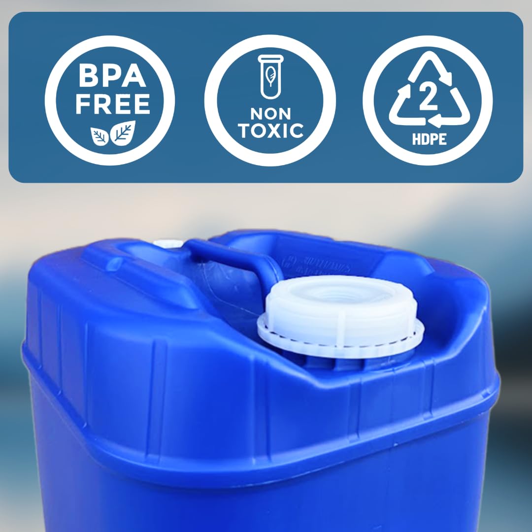 Aguaprep 5-Gallon Stackable Water Storage Containers, Water Treatment, 12 Lids + 4 Spigot, Easy Fill, Survial Supply Emergency Water Storage for Disaster Preparedness, 40 Gallon (8 Tank)
