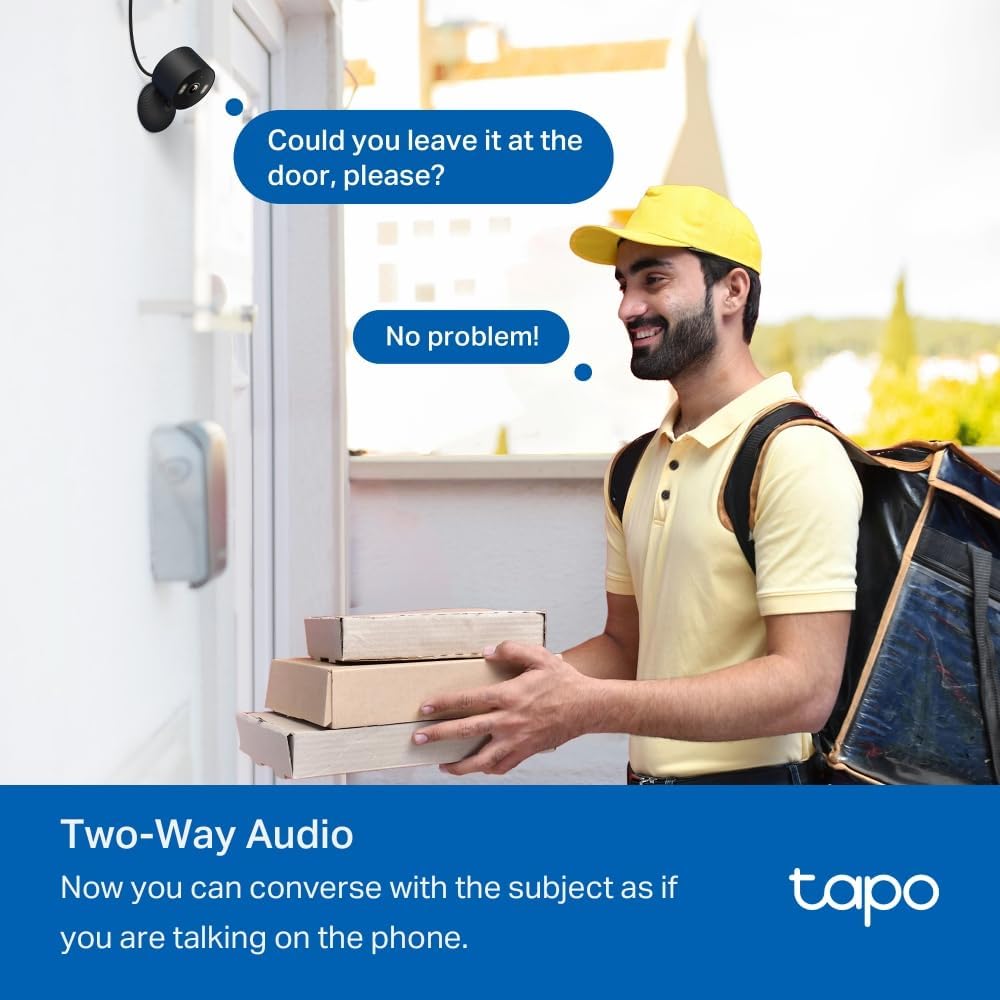 Tapo 1080p IP65 Indoor/Outdoor Security Camera - Free Person/Motion/Baby Cry Detection, Color Night Vision