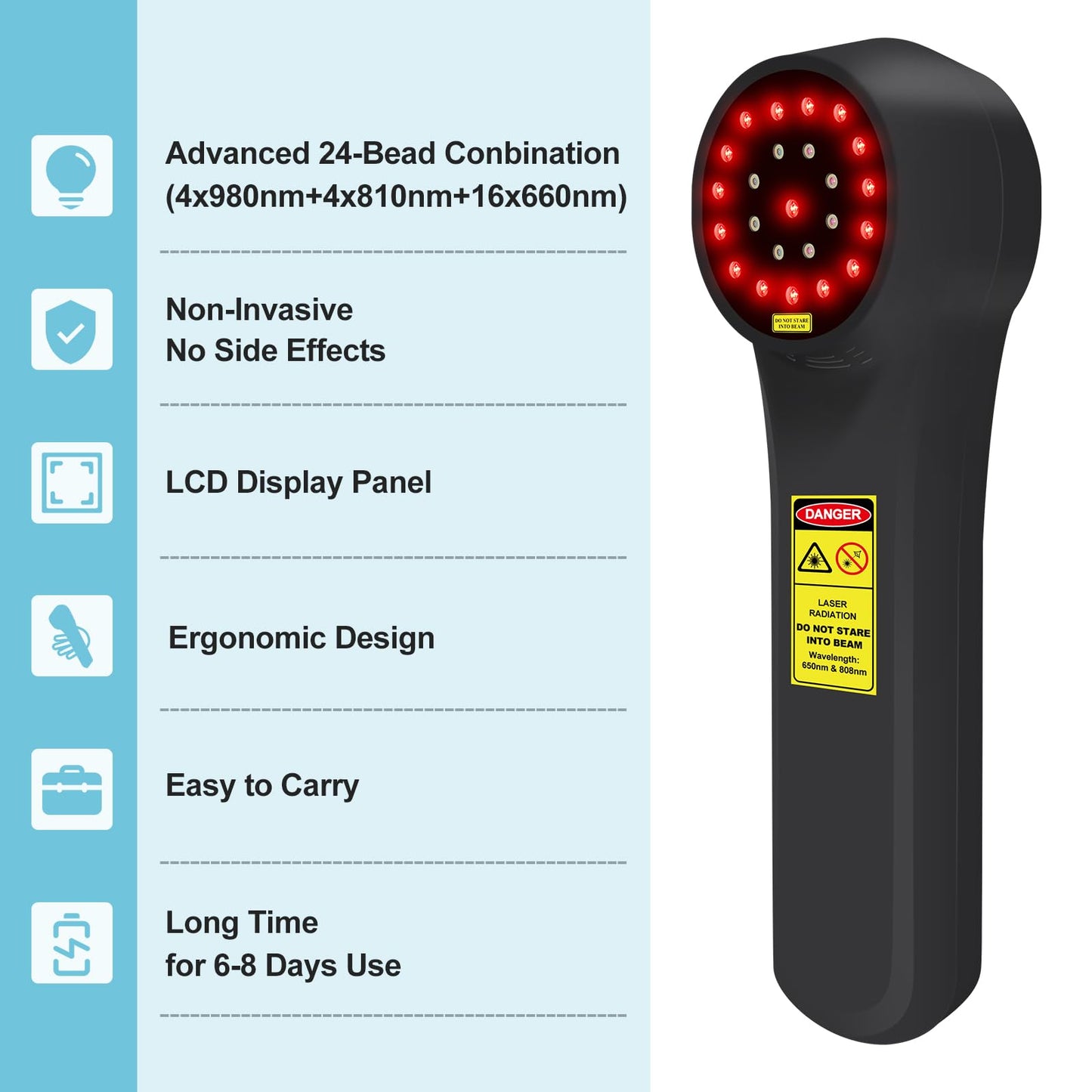 GOVW Cold Laser Therapy for Dogs, 4x980nm+4x810nm+16x660nm, Cold Laser for Horses, Veterinary Laser Therapy Machine, Pet Laser Therapy, Cold Laser Therapy Pain Relief Device for Animals Like Cats