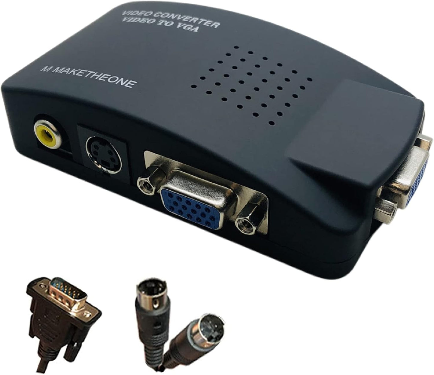 Maketheone M RCA to VGA Adapter, Composite AV S-Video RCA Input to VGA Female Output Converter, Transfer Video Graphic