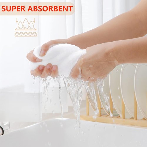 Homaxy 100% Cotton Kitchen Dish Towels - Ultra Soft, Absorbent & Quick Drying | 13 x 28 Inches, 4-Pack, White