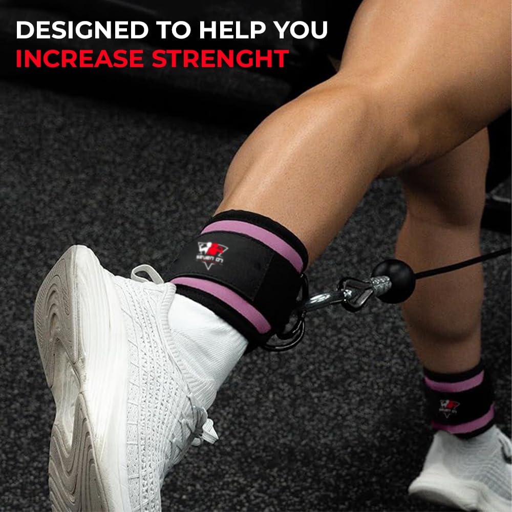 Ankle Straps for Cable Machines, Adjustable Comfort Ankle Cable Attachments for Women & Men, Glute Kickback Ankle Strap for Workout Gym Ankle Cuff Neoprene Padded Durable lifting Straps (Pink)
