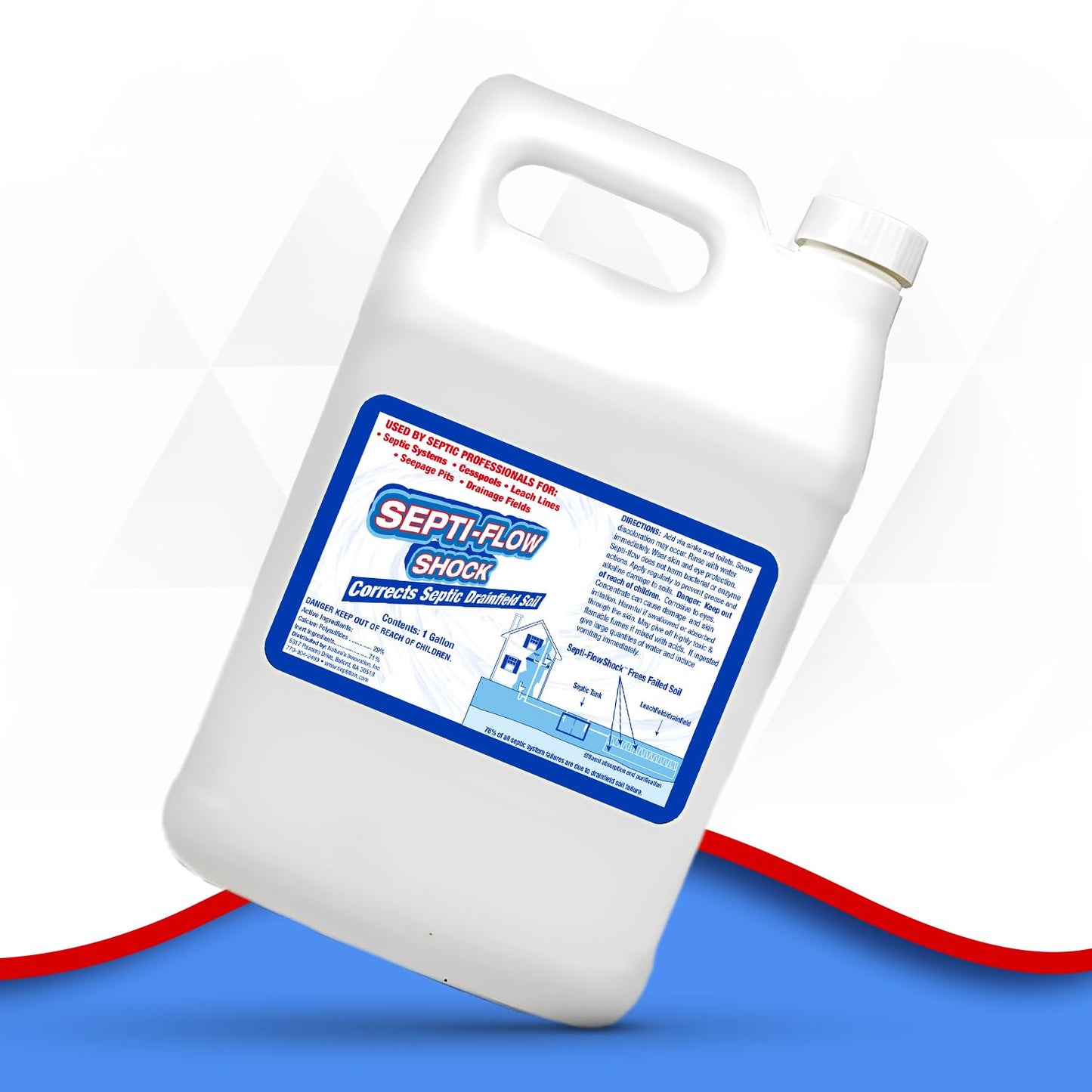 Septi-Flow Shock | Septic Drainfield Repair Solution, Clears Leach Fields, Dissolves Hardened Deadpan Soil, Complete Treatment, One Gallon - 128 Fl Oz (Pack of 4) - Drain Field Treatment
