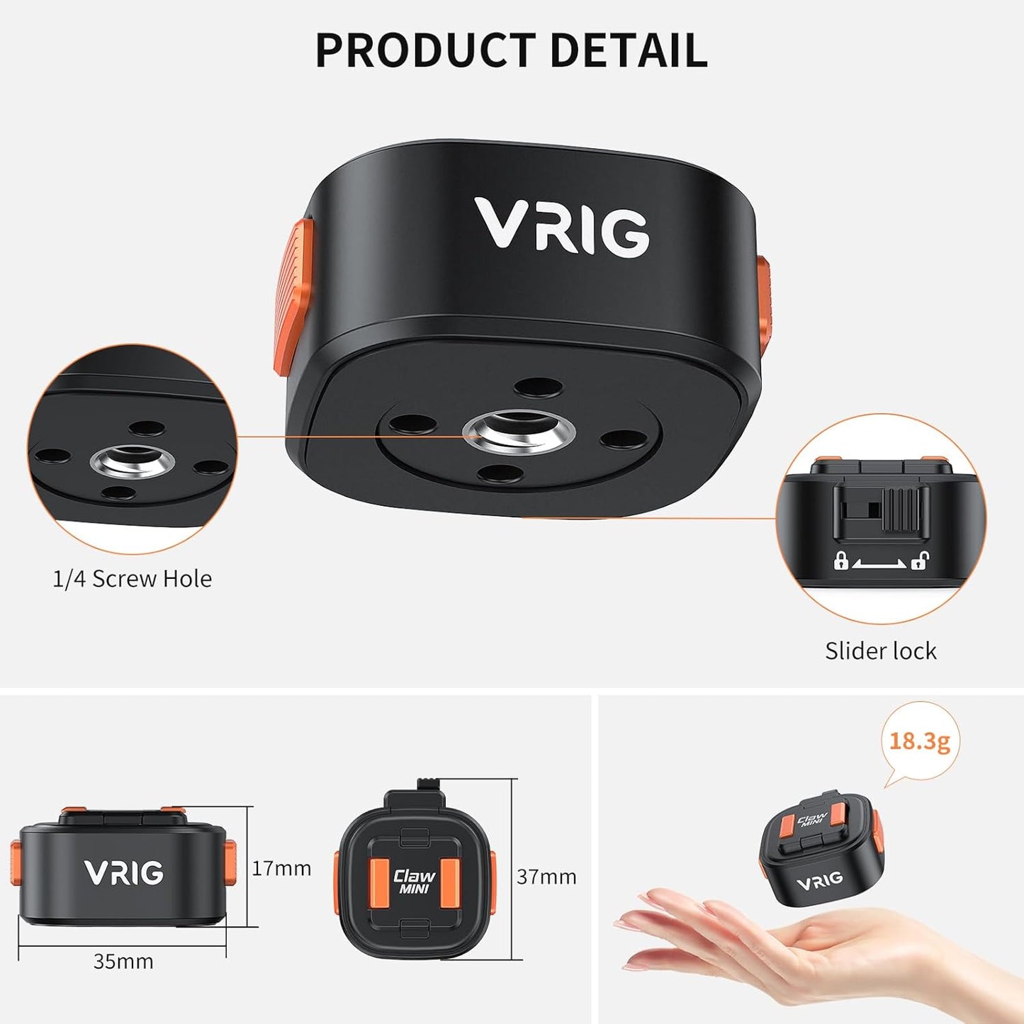 VRIG 1/4 (1/4 Camera Tripod Quick Release Plate Universal Mount Magnetic Base Adapter with Screw Hole, Suitable
