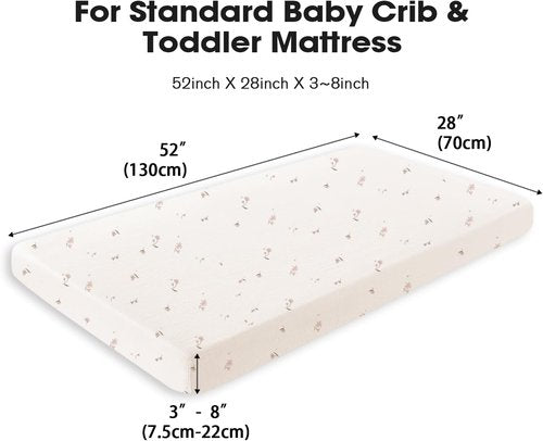Little Grape Land Muslin Crib Sheets - Soft & Breathable 100% Cotton | 2 Pack, Fog Flower, 52x28 Inches