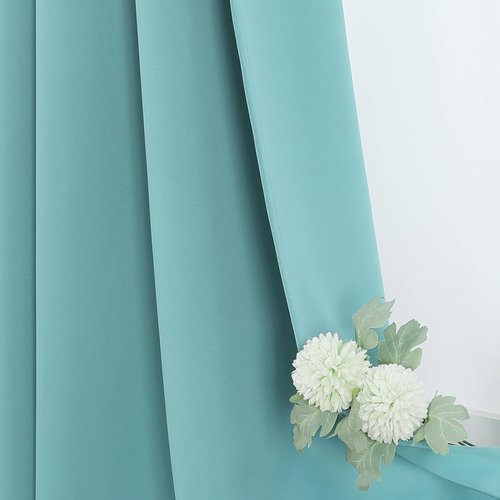ChrisDowa Small Window Curtains - Grommet Thermal Insulated Room Darkening Panels, Aqua, 29 x 40 Inch