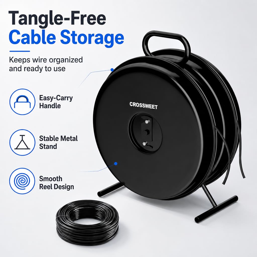 Upgraded 415D Wire Dispenser Wheel, Dual Capacity 2-Reel Wire Dispenser with Easy Grip Handle & Aluminum Reel, Compatible with 250ft 14/2 14/3 14/4 12/2 12/3 10/2 Electrical Wire Rolls