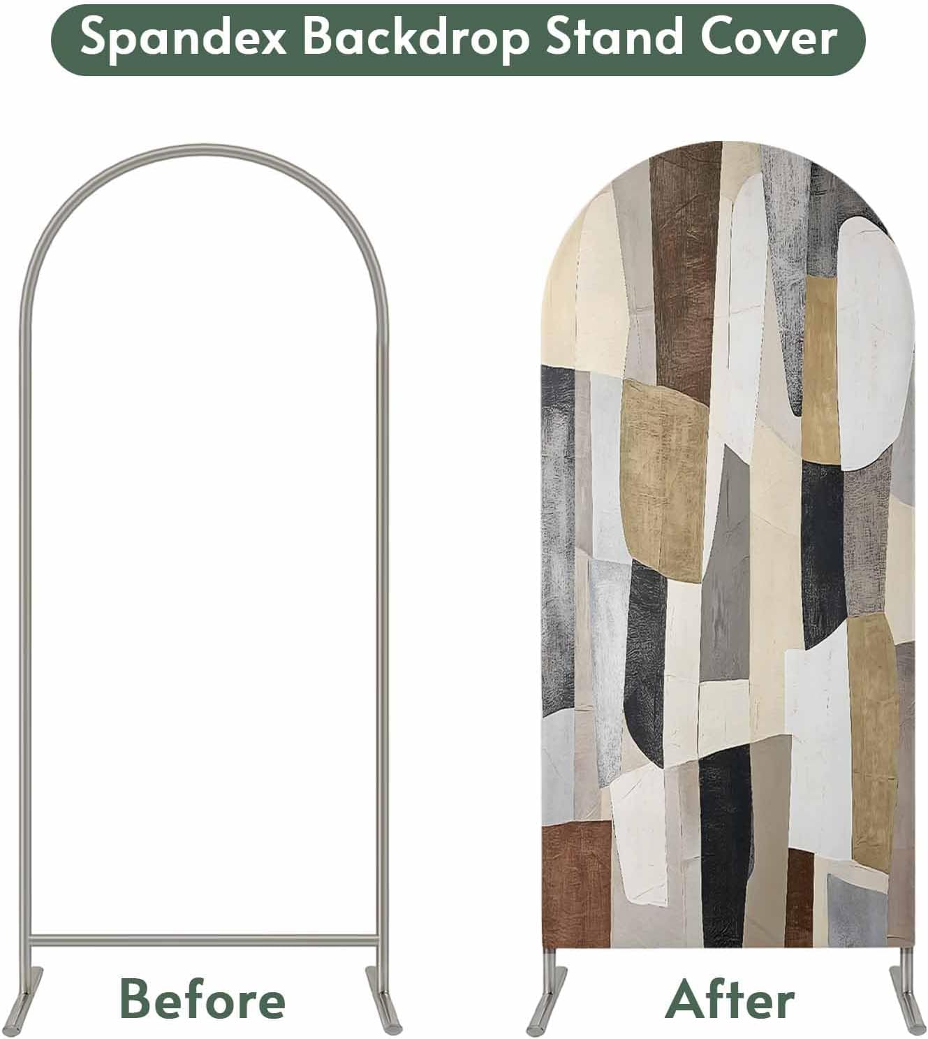 Jnbasdffb 7.2 Abstract Geometric Wedding Arch Cover, Stretchy Spandex Arch Backdrop Stand Covers FT, Oil Painting