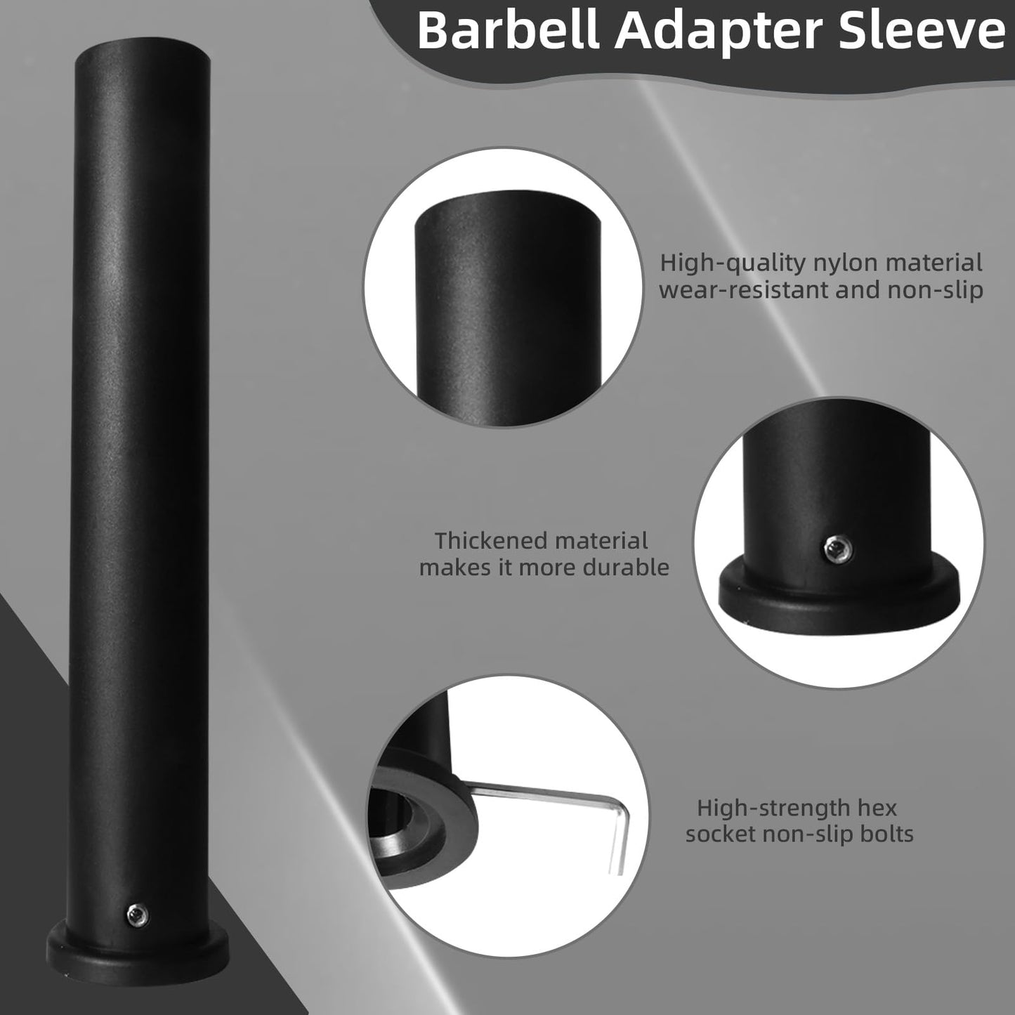 Standard Olympic Barbell Adapter Sleeve: Converts 1 inch Standard Weight Plate Posts to 2" Olympic Weight Plate Posts - Perfect for Deadlifts & Squats