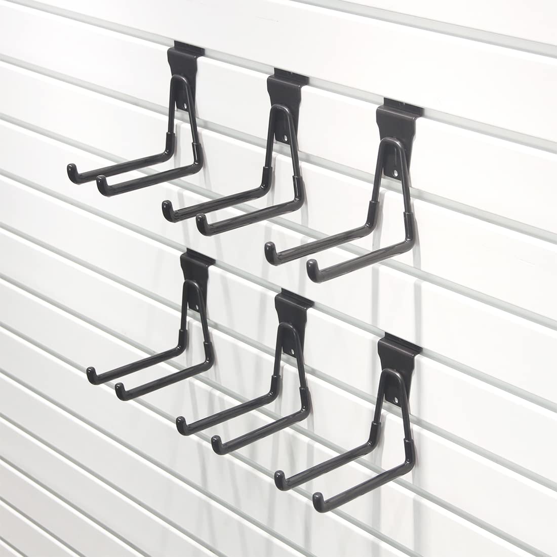 ATOOLA Slatwall Accessories, Black Slatwall Hooks, Garage Utility Hooks for Slatwall, 6 Pack Medium U Hook