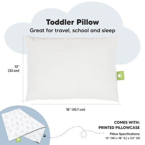 My Little Dreamy Toddler Pillow - 13x18 Organic Cotton Travel Pillowcase, Soft & Breathable for Ages 2-5