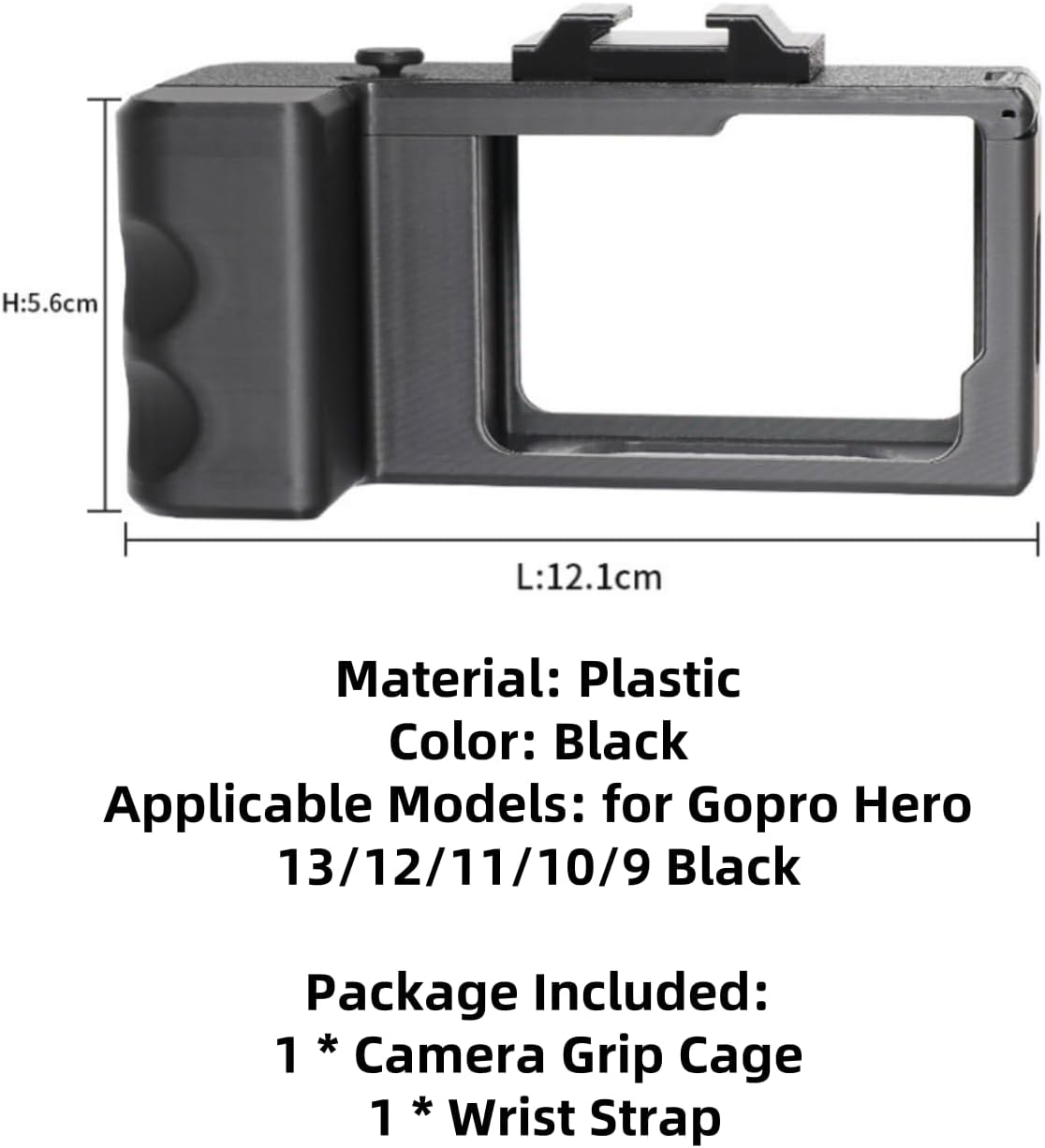 Generic 13/12/11/10/9 Camera Grip Holder for Gopro Hero Black, Camera Grip Cage Extension Bracket with Shutter Button
