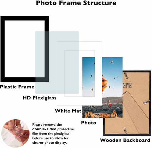 JCJMY A5 Picture Frame - Black Wall Hanging & Tabletop Display | Fits 4x6 Mat or 5.8x8.3 Without Mat