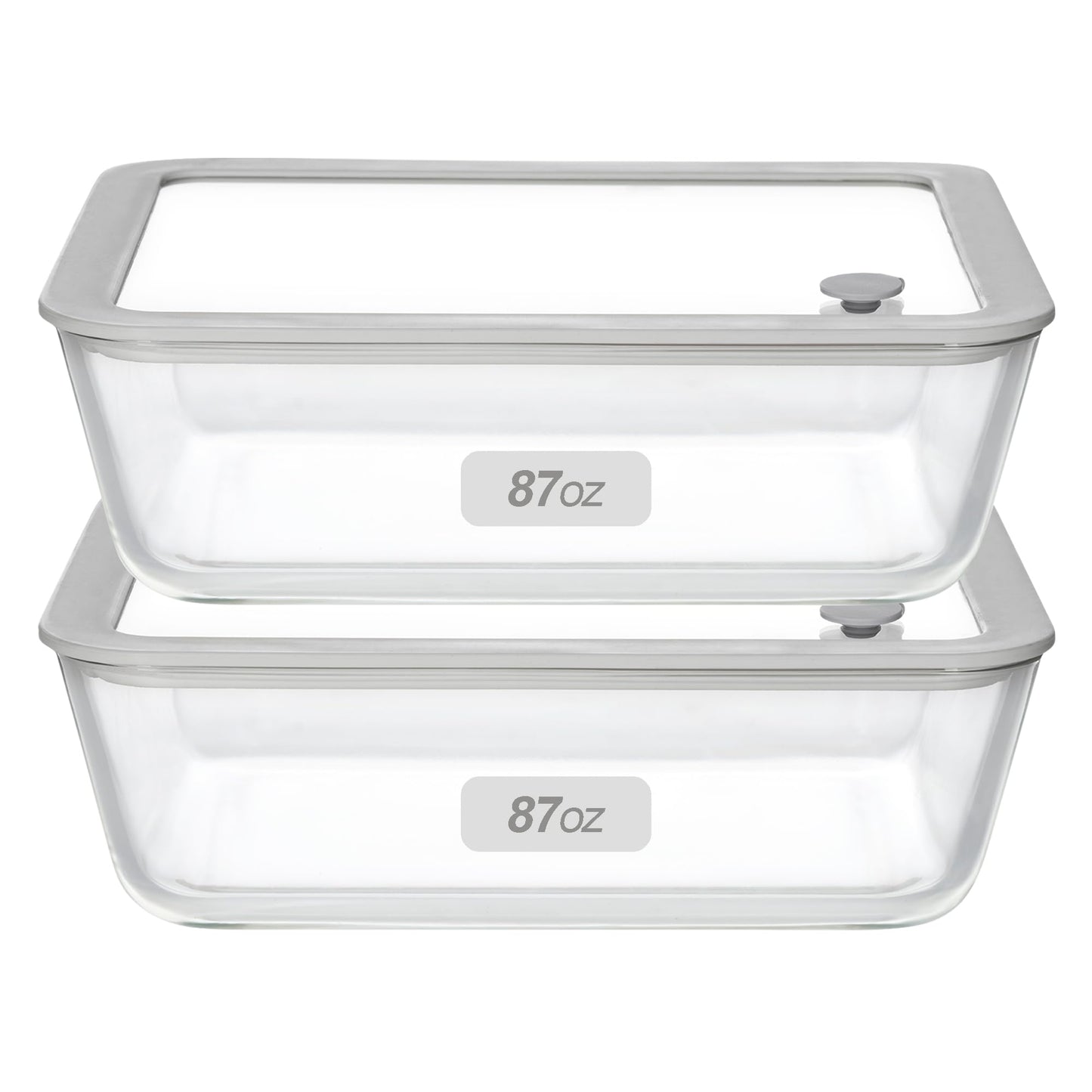 EcoEvo Glass Food Containers with Glass Lid, Microwave Safe Food Storage Container Set, 2 Pack of 87oz, Large Size Airtight Storage Set with Leak Proof Lids, Meal Prep Containers