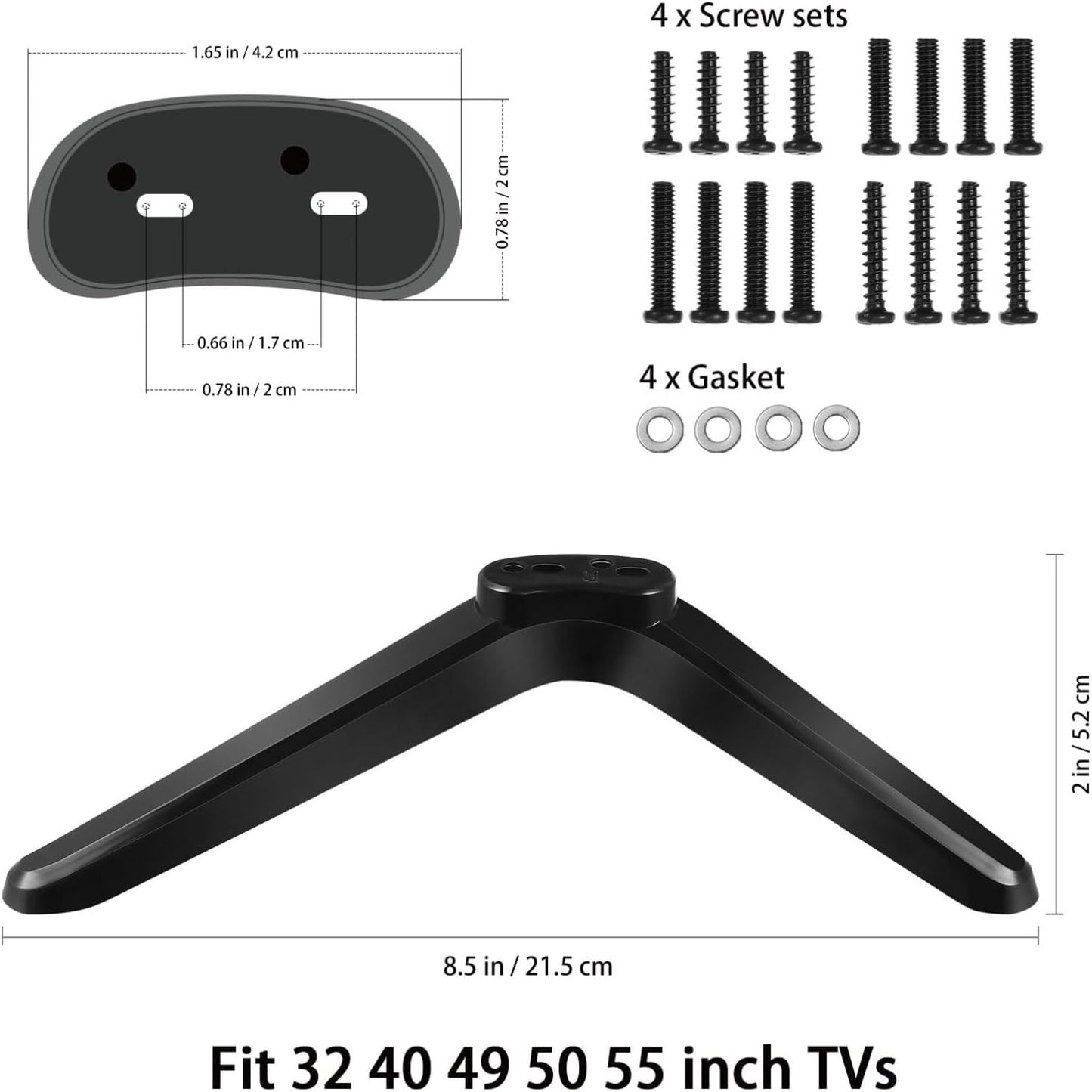 UKCOCO 32-55 Inch Universal TV Mount Stand, Stable Tabletop Bracket for Flat Screens, Replacement Pedestal Base Legs