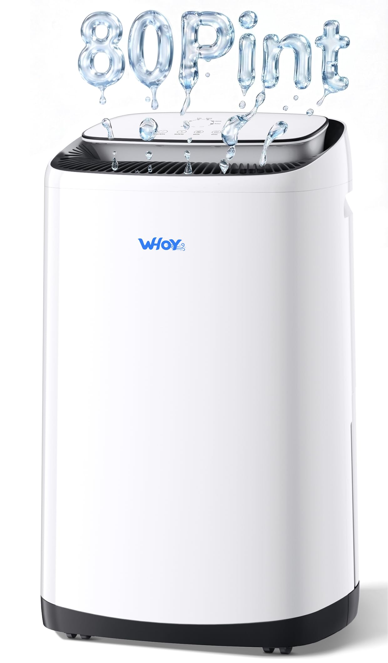 WHOY 80 Pints Smart Dehumidifier (50 Pints DOE) with App Control, for Basements & Home Up to 5,000 Sq. Ft., Portable with Continuous Drain, Quiet Auto-Control & Turbo Mode