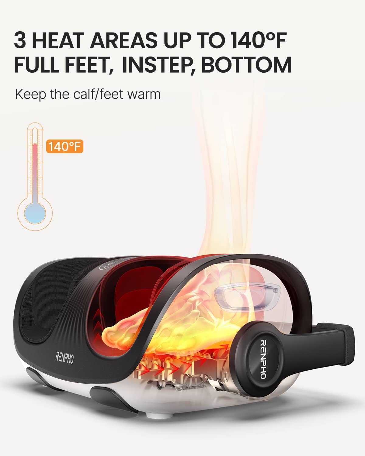 RENPHO 4-in-1 Shiatsu Foot Massager with Heat, Foot and Calf Massager, Father Day Gifts for Husband Men Dad, FSA Eligible Items Only List, Deep Kneading Massage for Plantar Fasciitis Relief, Size 14