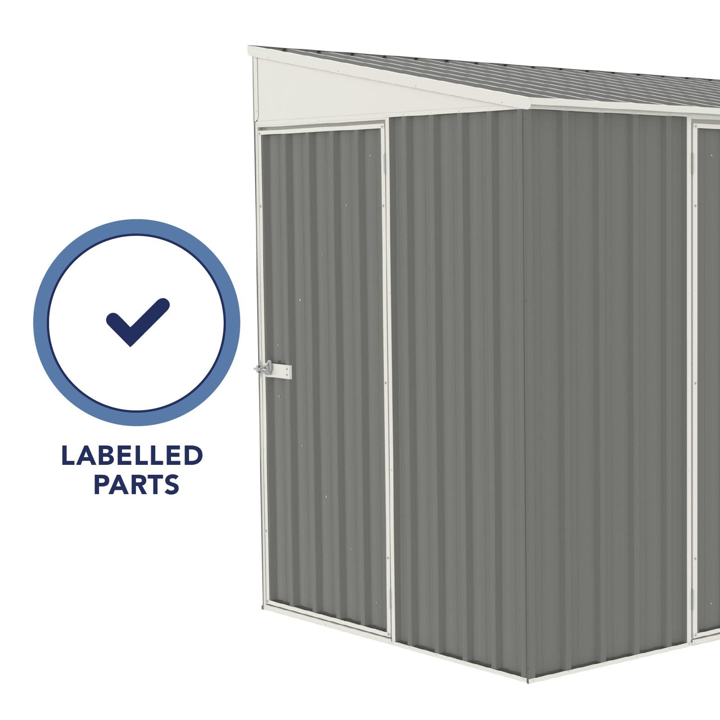 Absco Durango 5 Ft. x 10 Ft. Metal Storage Shed DIY Three Door Woodland Gray Galvanized Steel Bike Shed for Tools, Lawn & Garden Equipment, Outdoor Patio Furniture, Garden Lean to Shed Kit