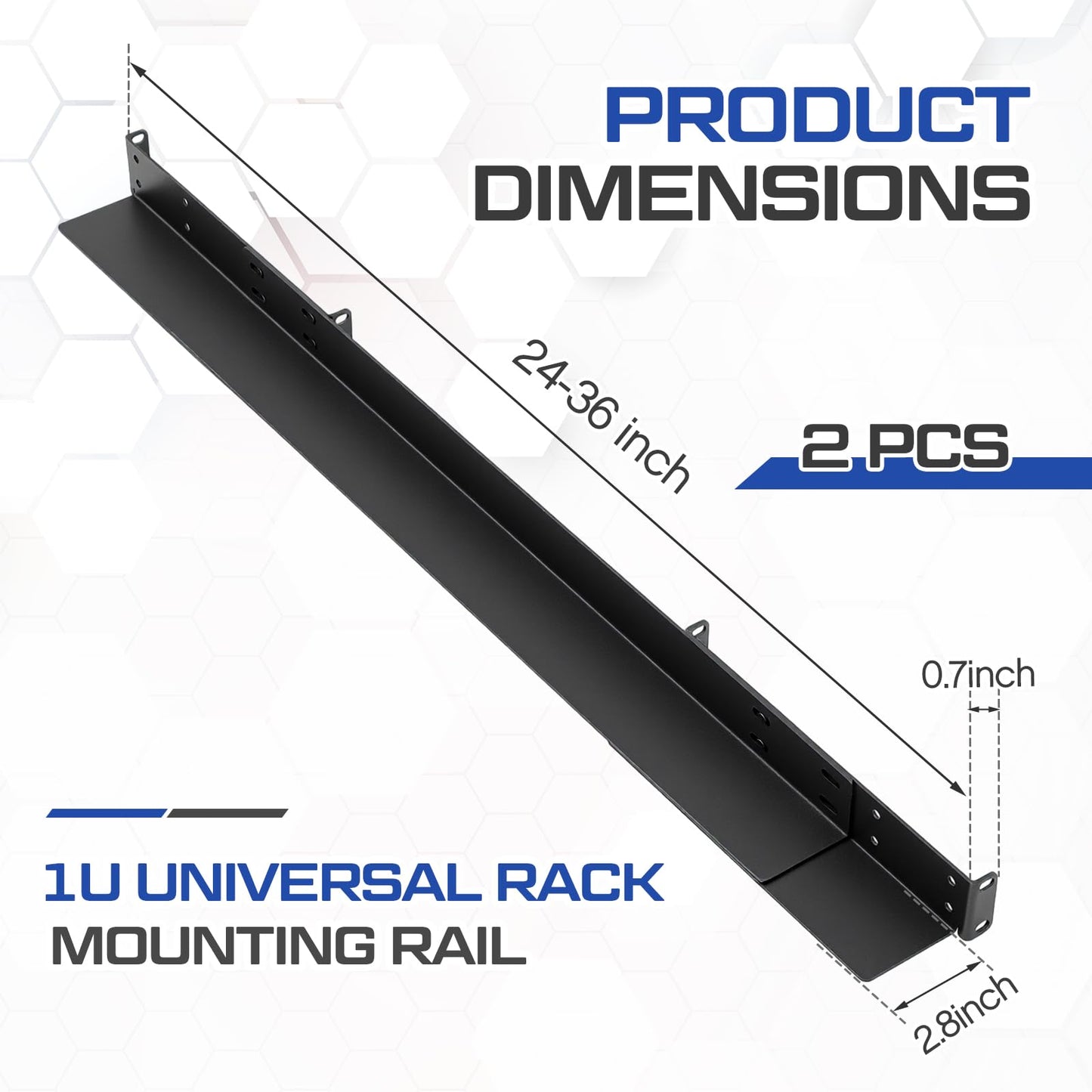 Shimeyao 1 Set 1U Rack Mount Rails Universal 4 Post Server Rack Rail Shelf 24-36 Inch Adjustable Depth 220 lb Capacity for 1U Server Shelf Computer Cabinets Network Equipment IT Accessories