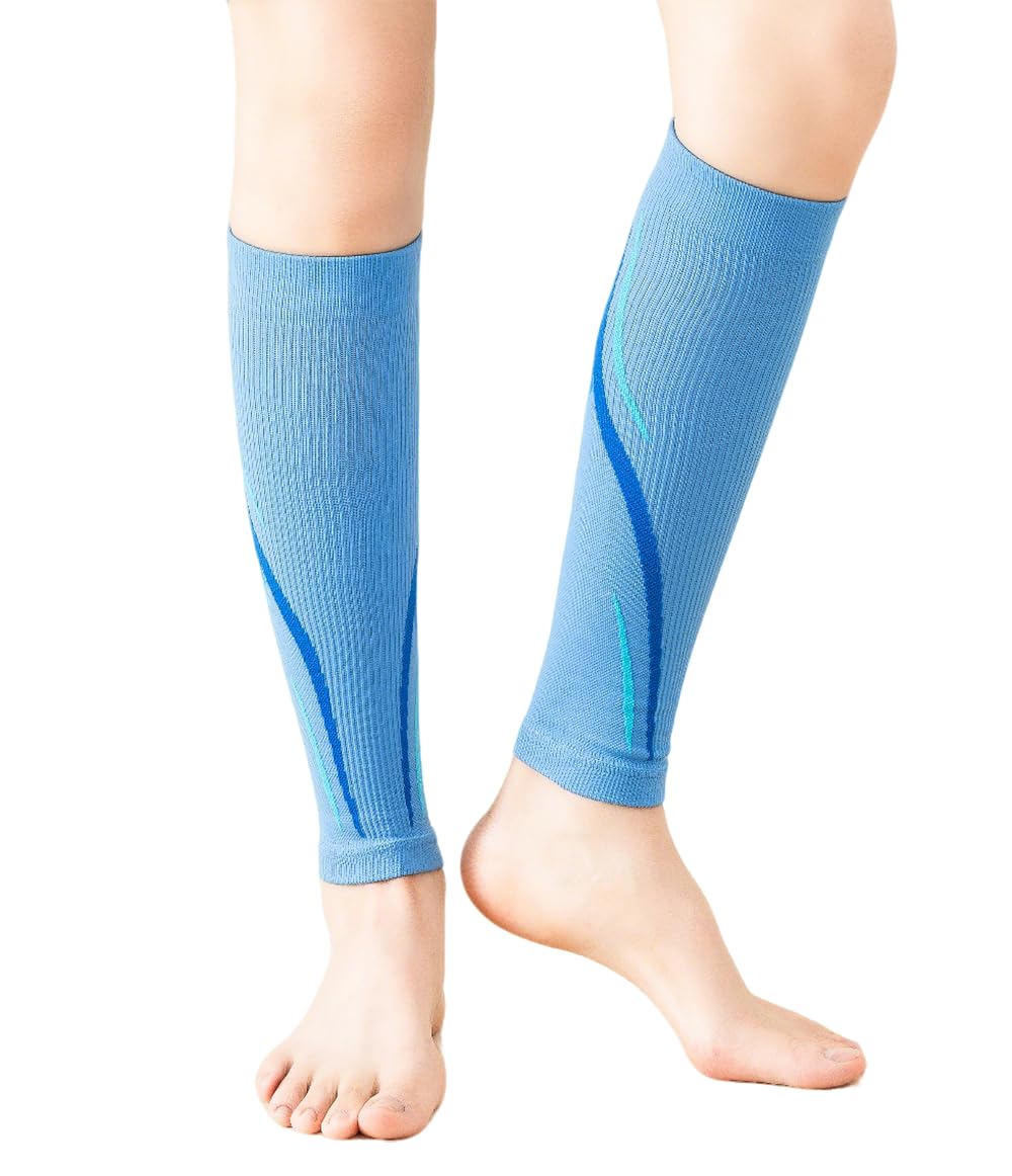 SUJAYU Leg Compression Sleeve Calf Compression Sleeve Women Compression Socks for Flying, Shin Compression Sleeve Shin Splint Relief (Blue, S/M)