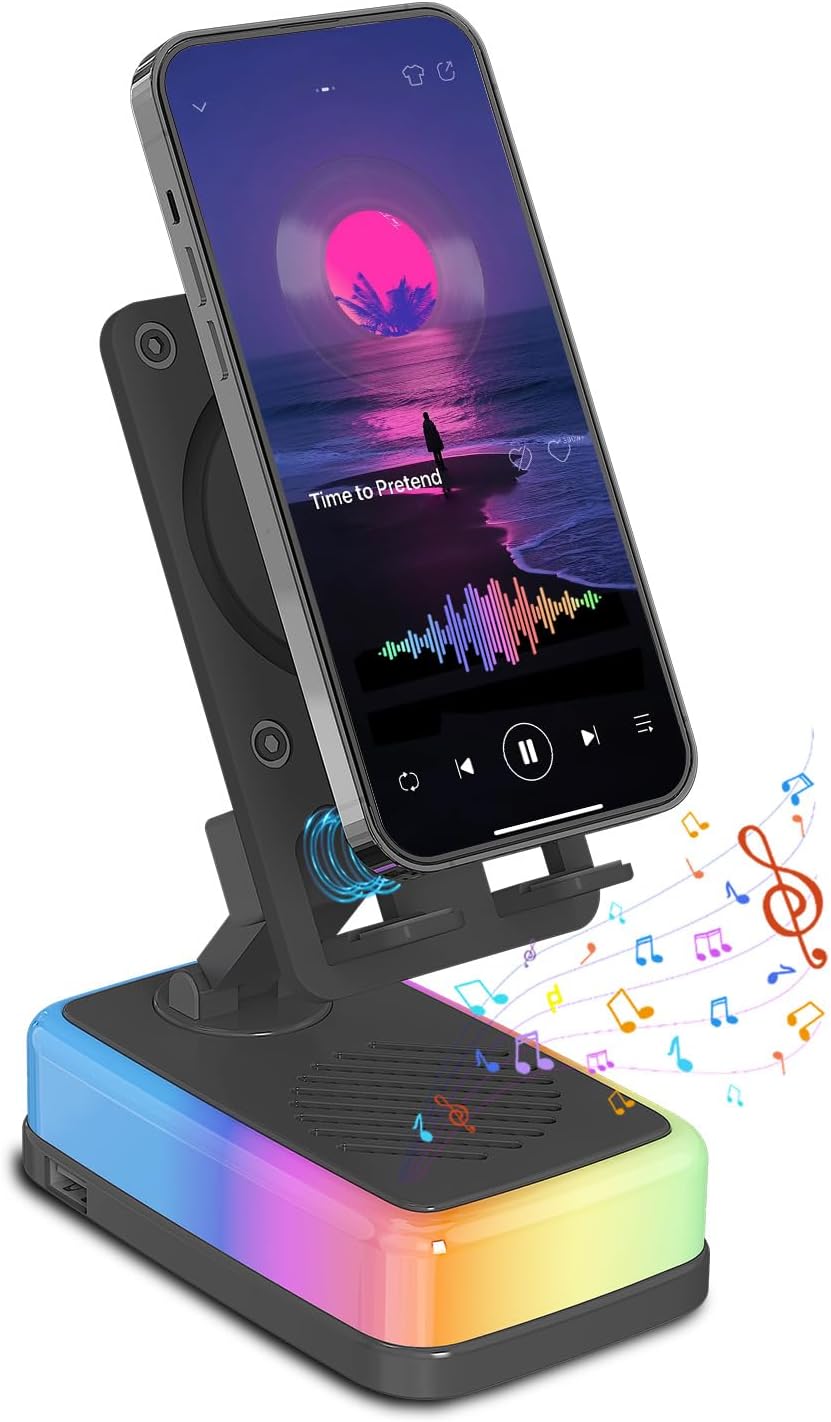 Tatiyana 180 5.3 3000mAh 5 1 Wireless Induction Speaker with Flexible Phone Stand, Bluetooth Speaker for Desk