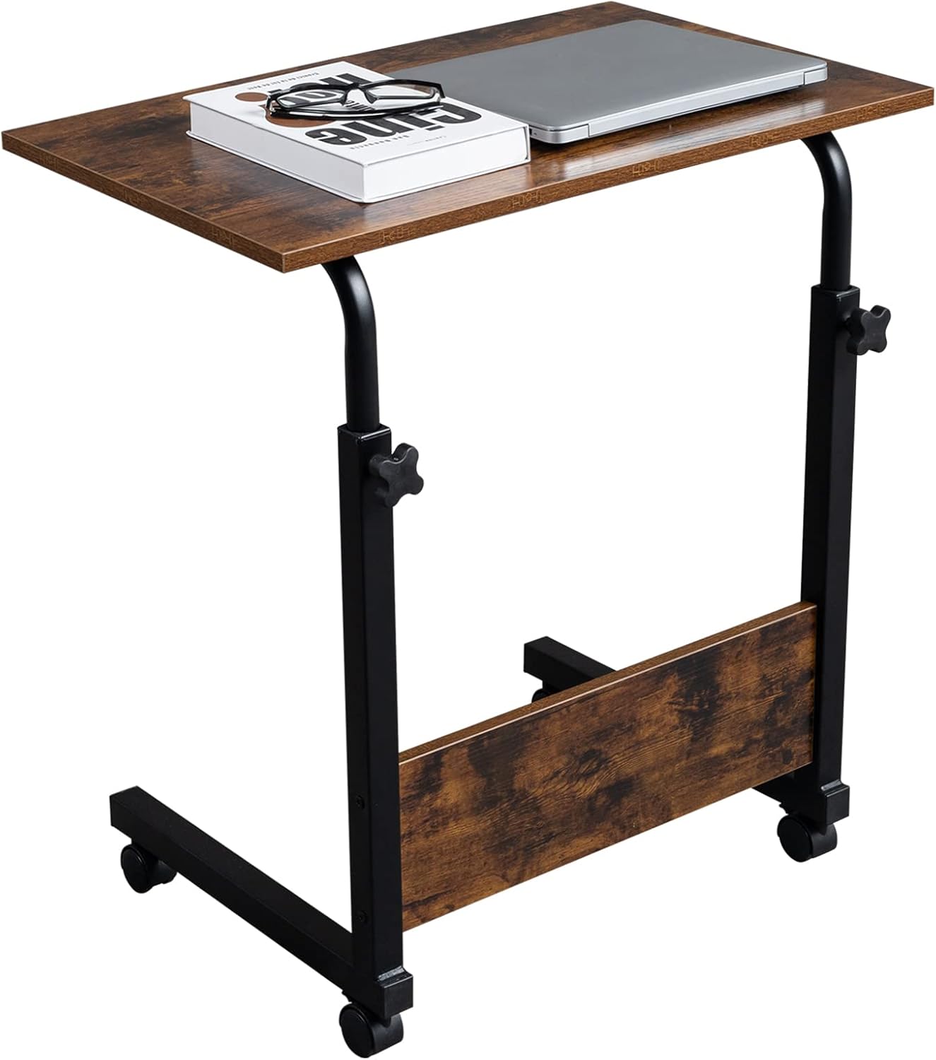 23.62 15.74 27.16-37.79 Mobile Side Table, Mobile Laptop Desk Cart, Adjustable Over Bed Table with Wheels for Sofa