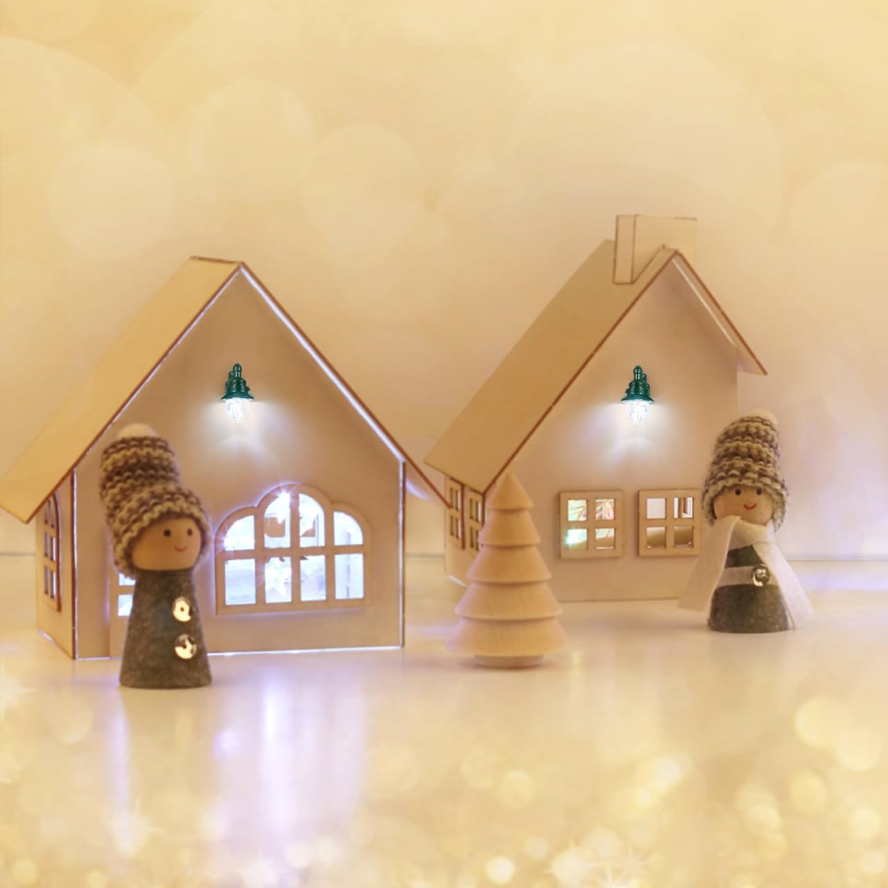 Uonlytech Miniature Wall Lamp - Realistic Table Lamp Decoration for Dollhouse & Garden | Set of 4