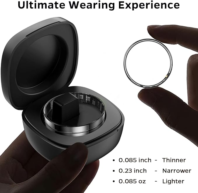 Ultra-Thin Smart Ring for Women Men,Sleep Tracker Ring with Heart Rate, Waterproof Fitness Ring for Activity Monitoring/Steps/Calories,No Subscription Fee,for iSO & Android (Silver, 11)