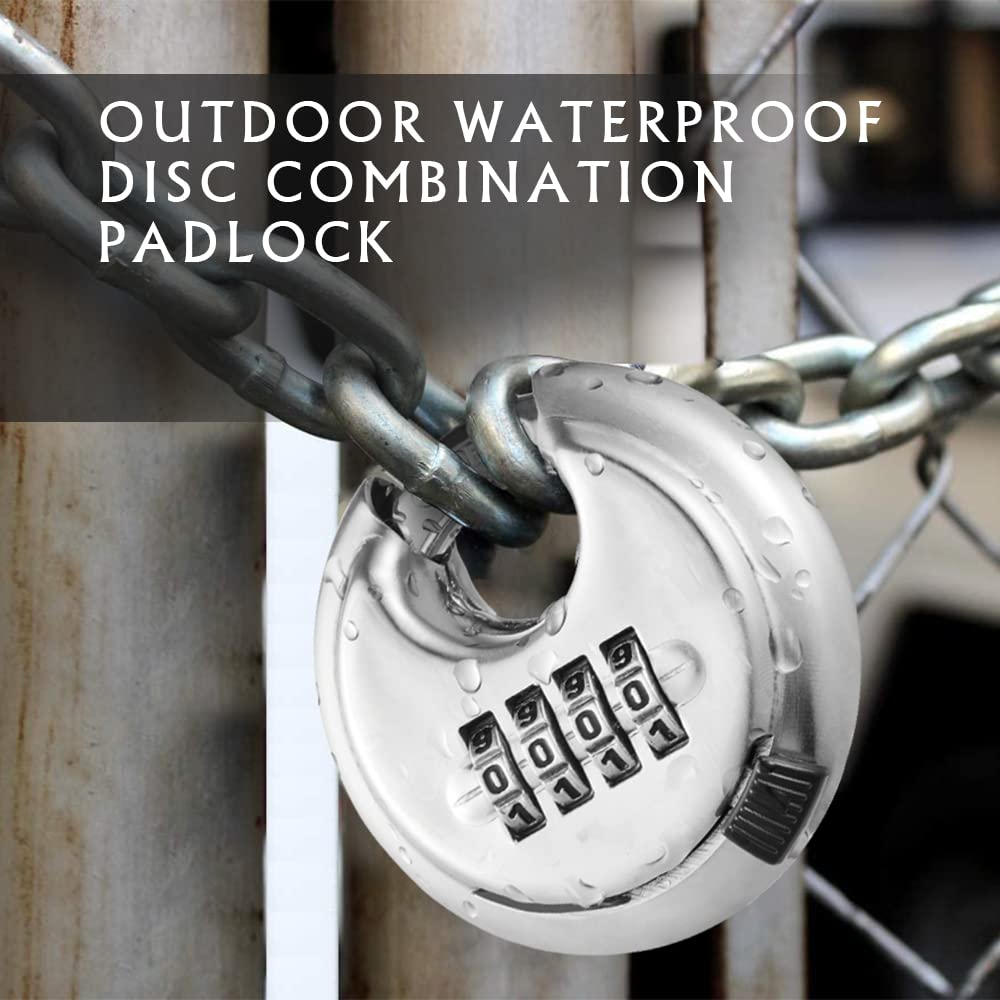 CINCINNO 4 Digit Combination Lock, Combination Disc Padlock with Hardened Steel Shackle Combo Padlock for Sheds, Locker, Storage Unit, Gym and Fence (8 Pcs)